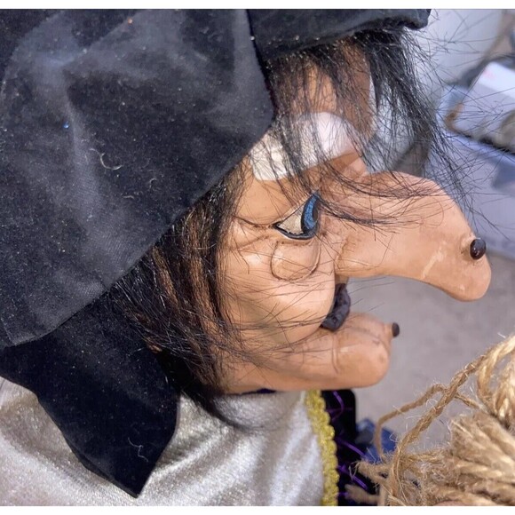 Vintage Halloween Witch Standing With Broom Figurine Unbranded 18” Tall - Picture 8 of 15